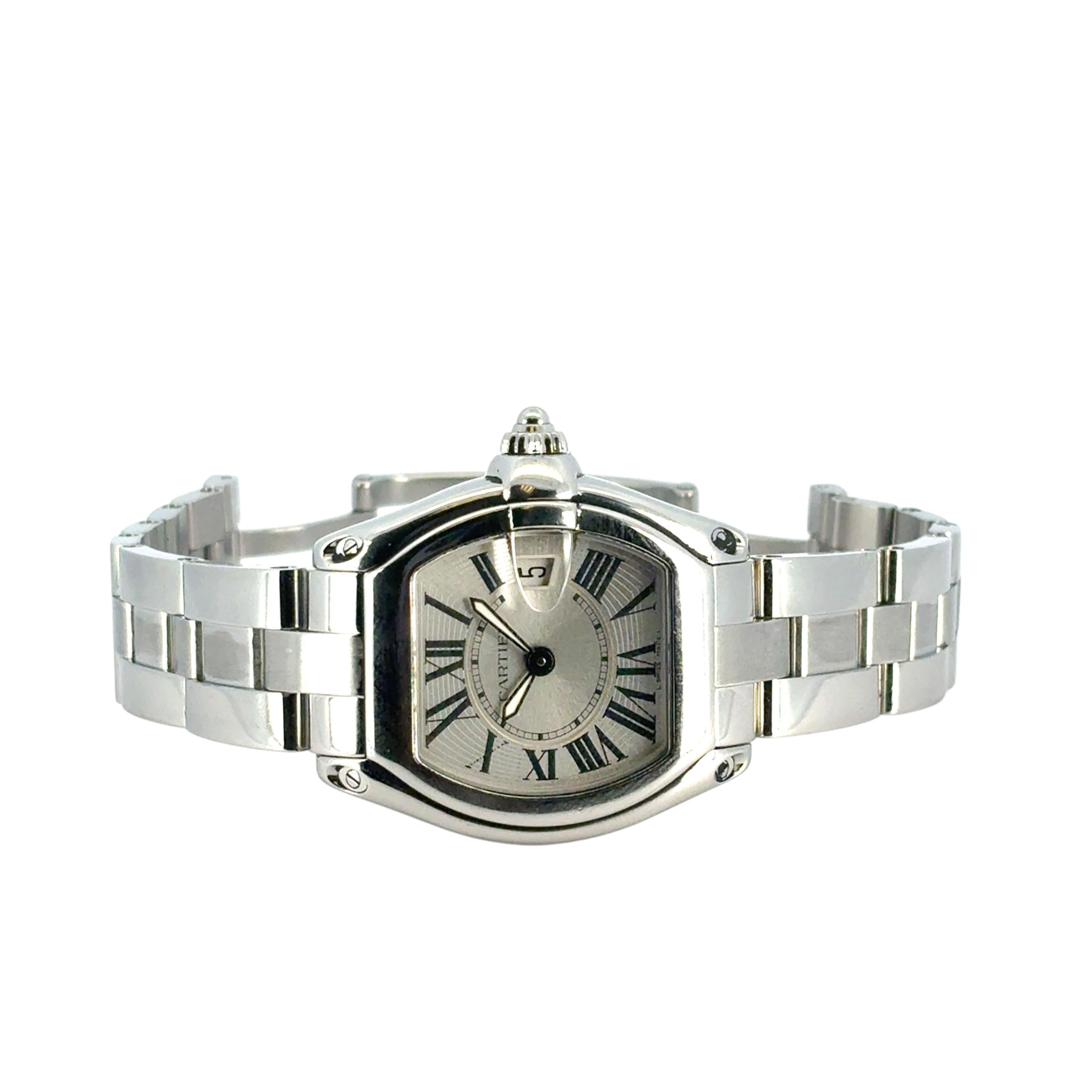 Cartier Roadster 2675 Watch Stainless Steel Silver Dial Bracelet 11