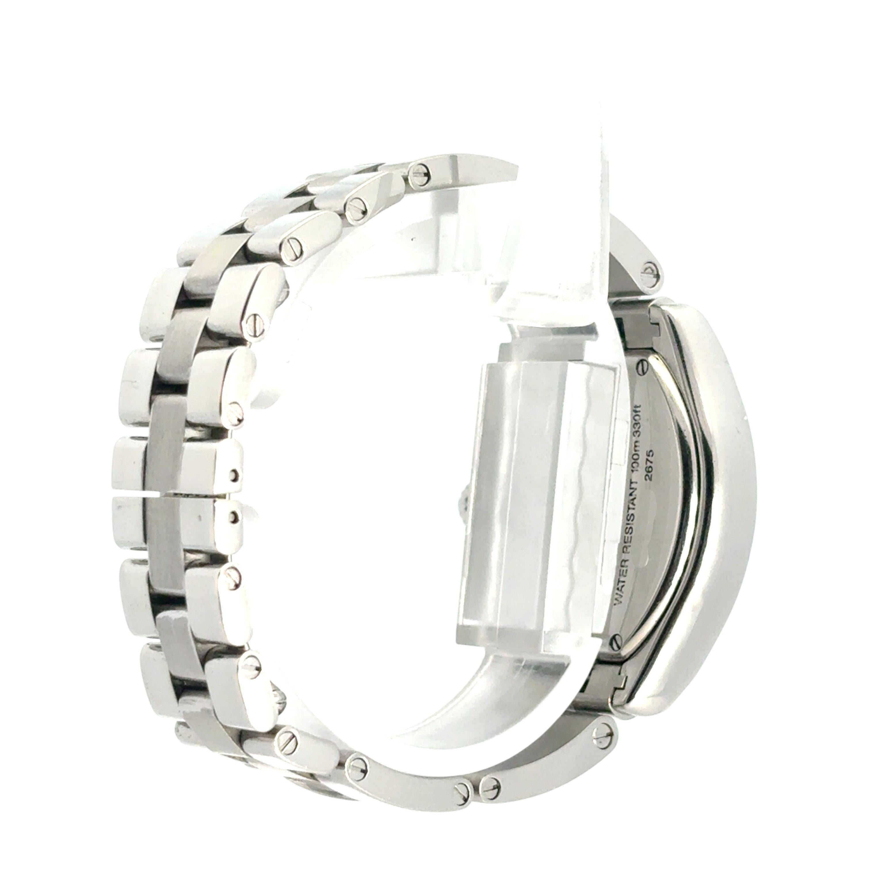 Women's Cartier Roadster 2675 Watch Stainless Steel Silver Dial Bracelet