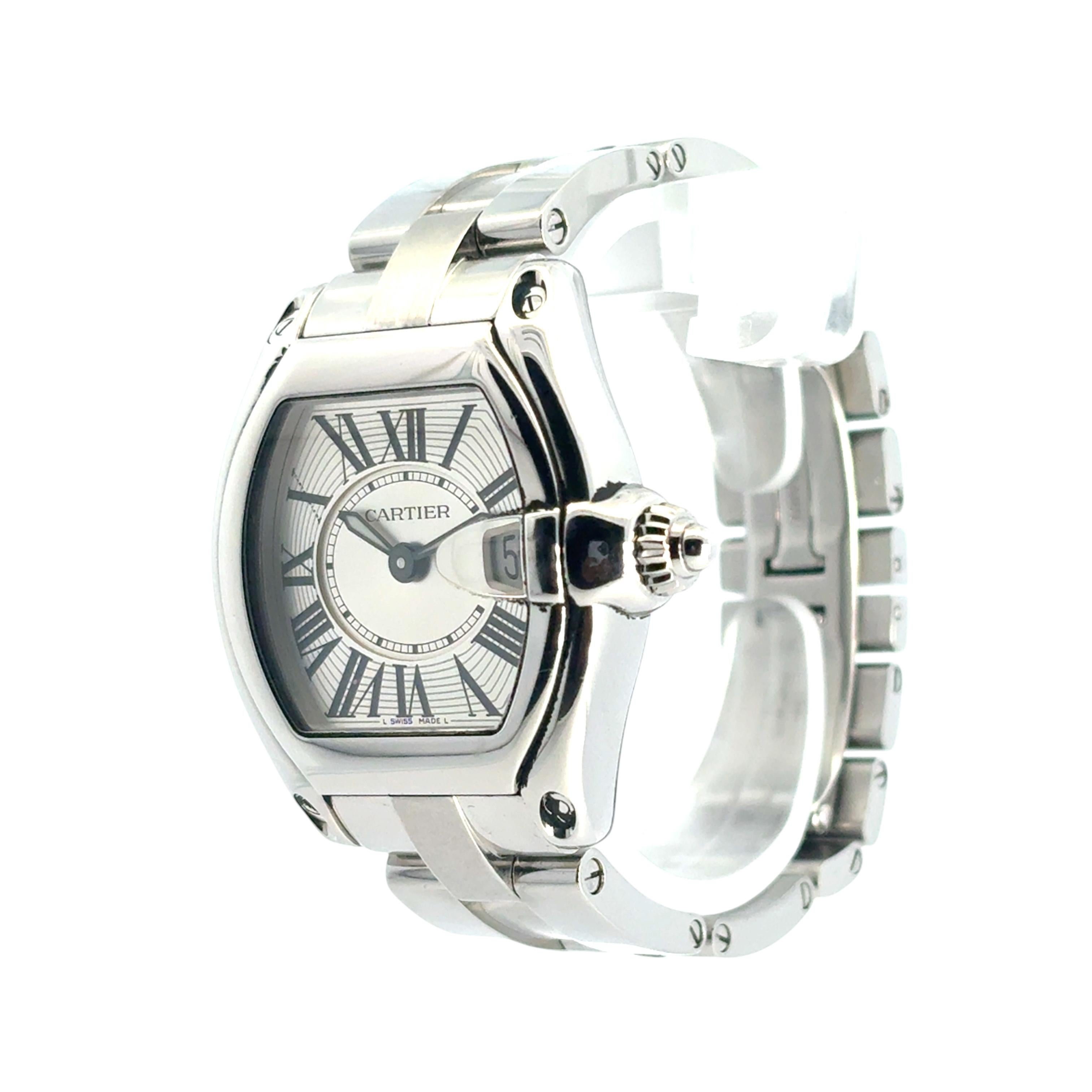 Cartier Roadster 2675 Watch Stainless Steel Silver Dial Bracelet 4