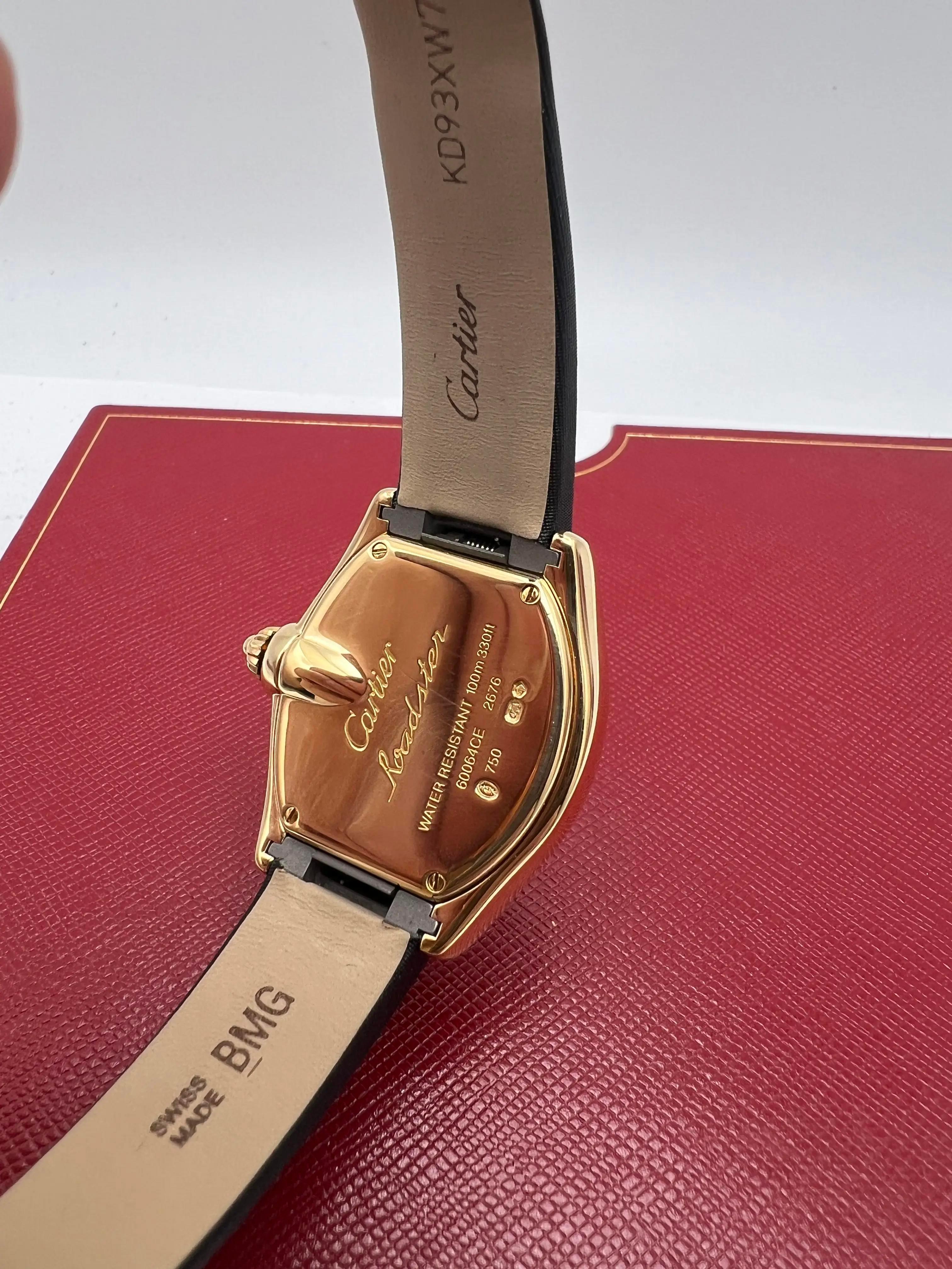 Cartier Roadster 31mm 18K Yellow Gold Silver Dial Box Papers W62018Y5 For Sale 8
