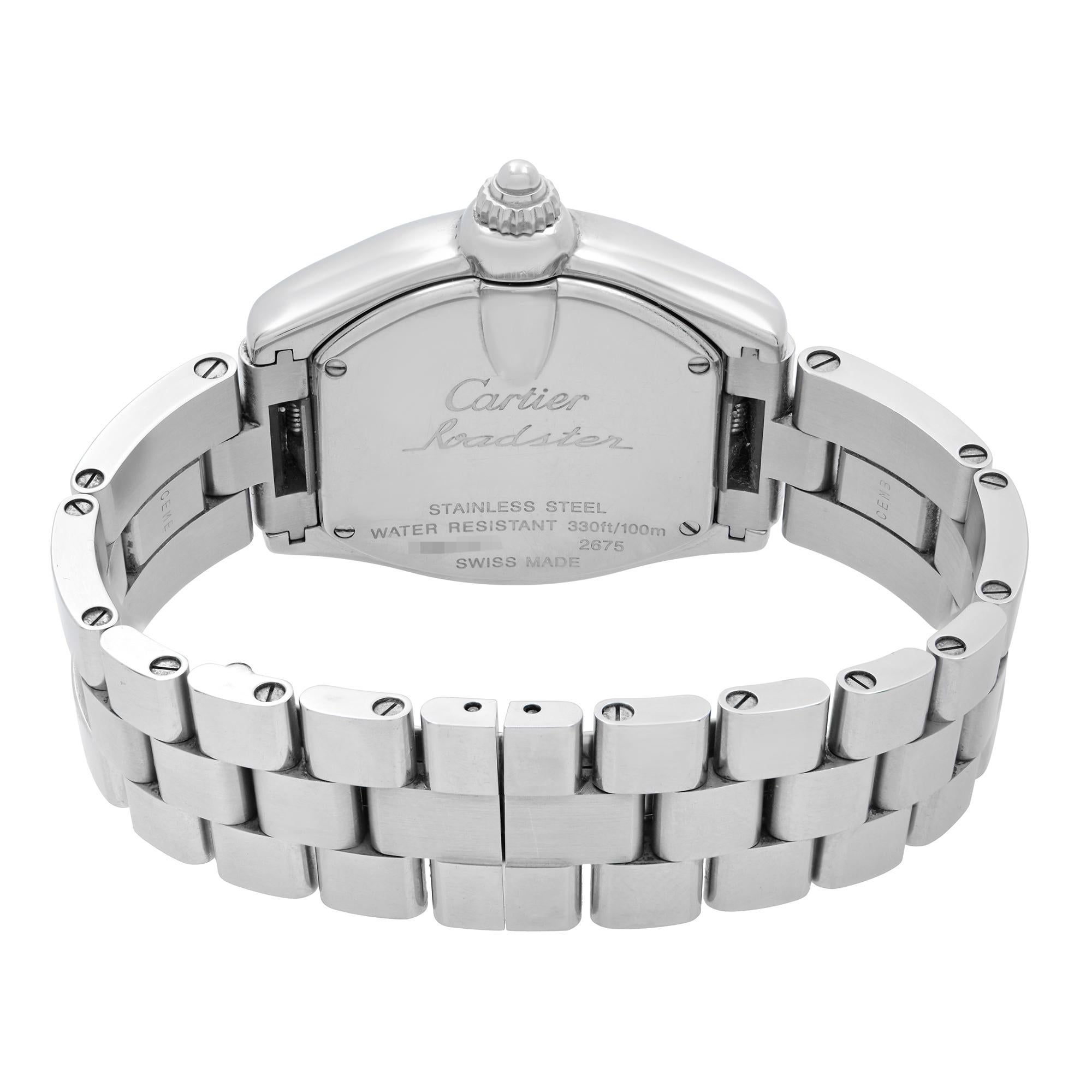 Women's Cartier Roadster Stainless Steel Pink Dial Ladies Quartz Watch W62017V3
