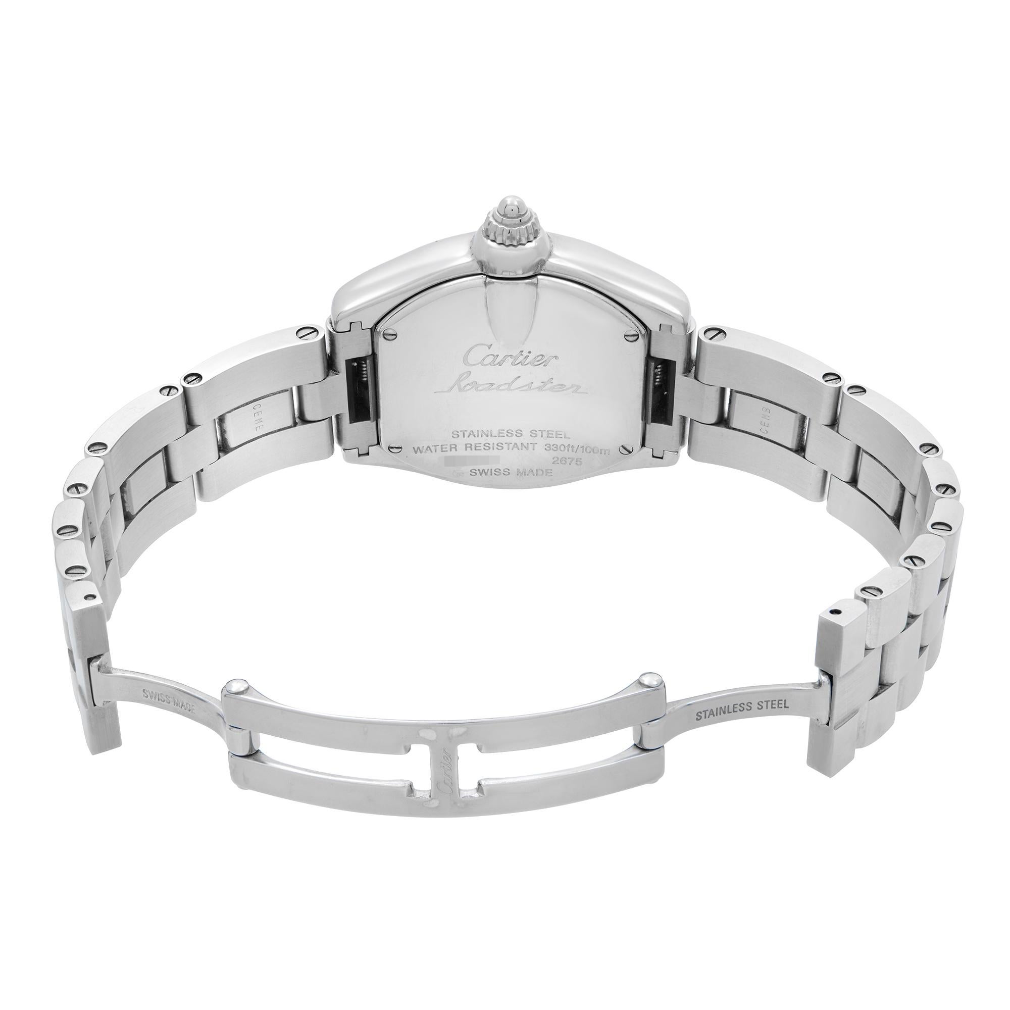 Cartier Roadster Stainless Steel Pink Dial Ladies Quartz Watch W62017V3 1