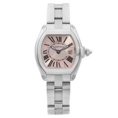 Cartier Roadster Edelstahl rosa Zifferblatt Damen Quarzuhr W62017V3