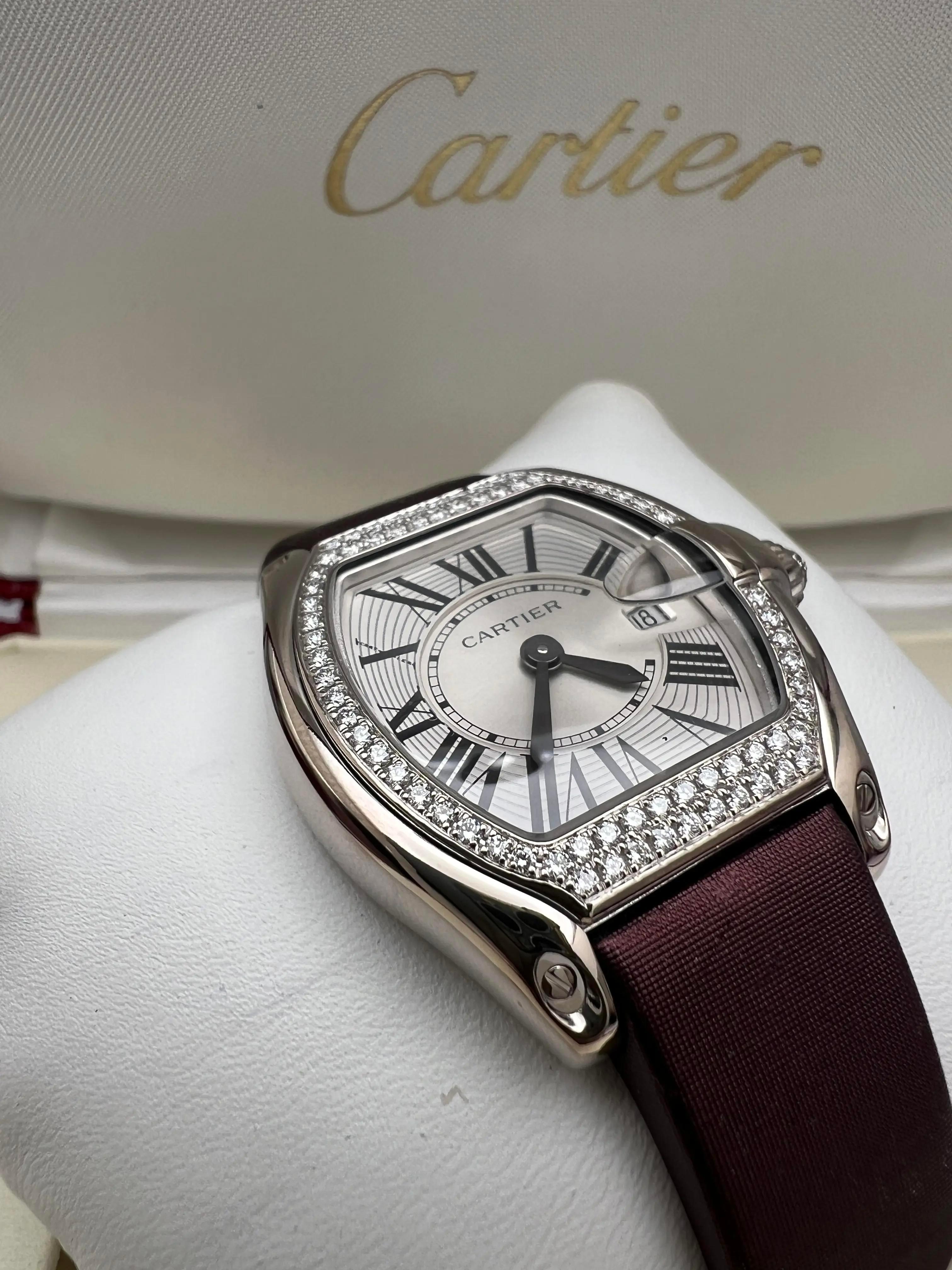 Cartier Roadster 31x37mm 18K White Gold Factory Diamond Bezel WE500260 Box Paper For Sale 2
