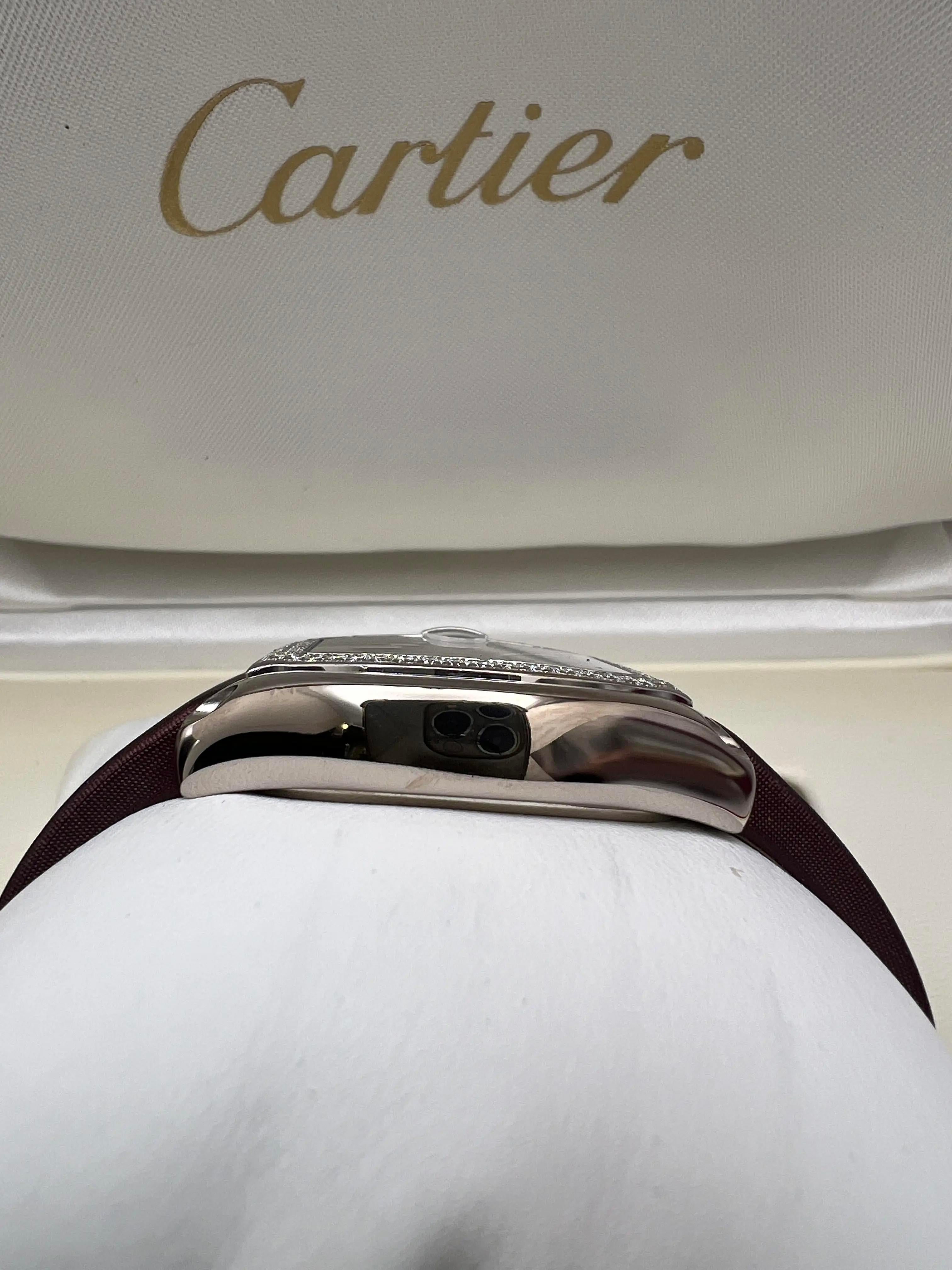 Cartier Roadster 31x37mm 18K White Gold Factory Diamond Bezel WE500260 Box Paper For Sale 3