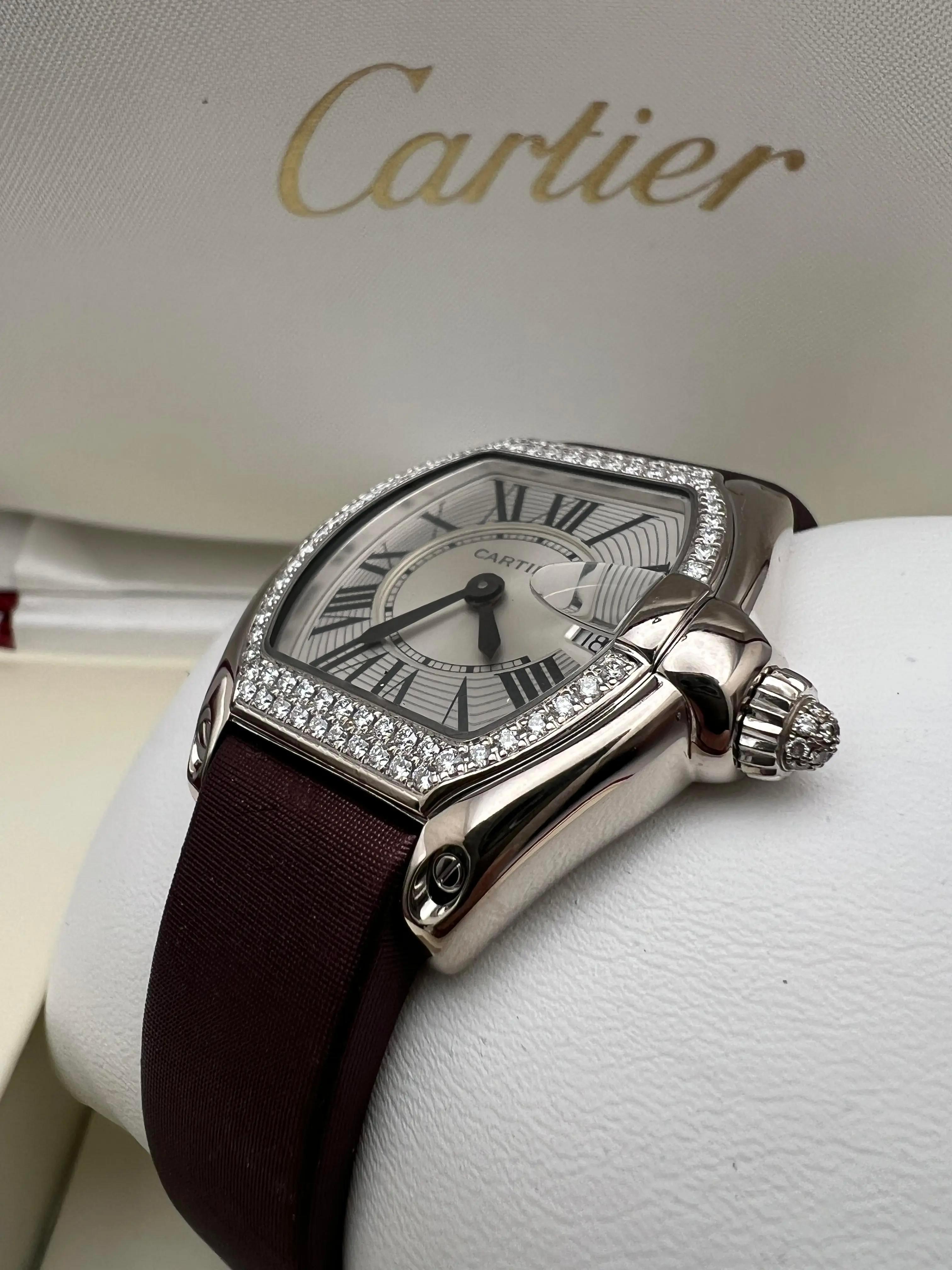 Cartier Roadster 31x37mm 18K White Gold Factory Diamond Bezel WE500260 Box Paper For Sale 4