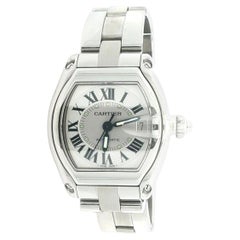 Cartier Roadster 36mm Automatic Steel Watch Ref. 2510 Box & Blue Leather Strap