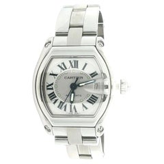 Cartier Roadster 36mm Automatic Steel Watch Ref. 2510 Box & Blue Leather Strap