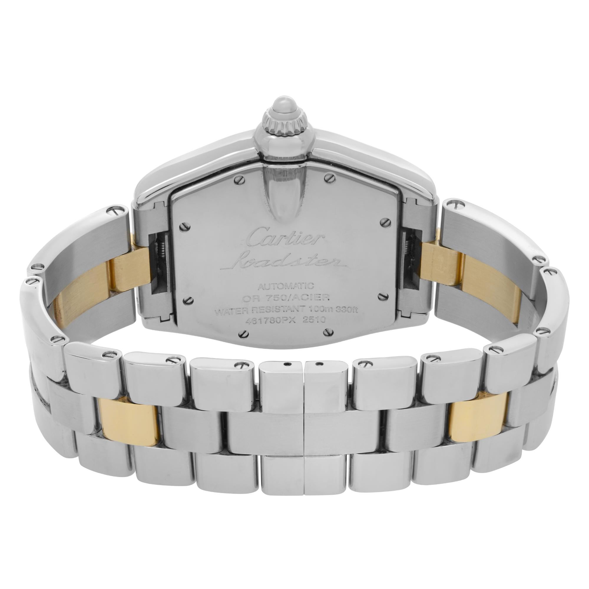 Men's Cartier Roadster Steel 18k Gold Silver Dial Mens Automatic Watch W62031Y4