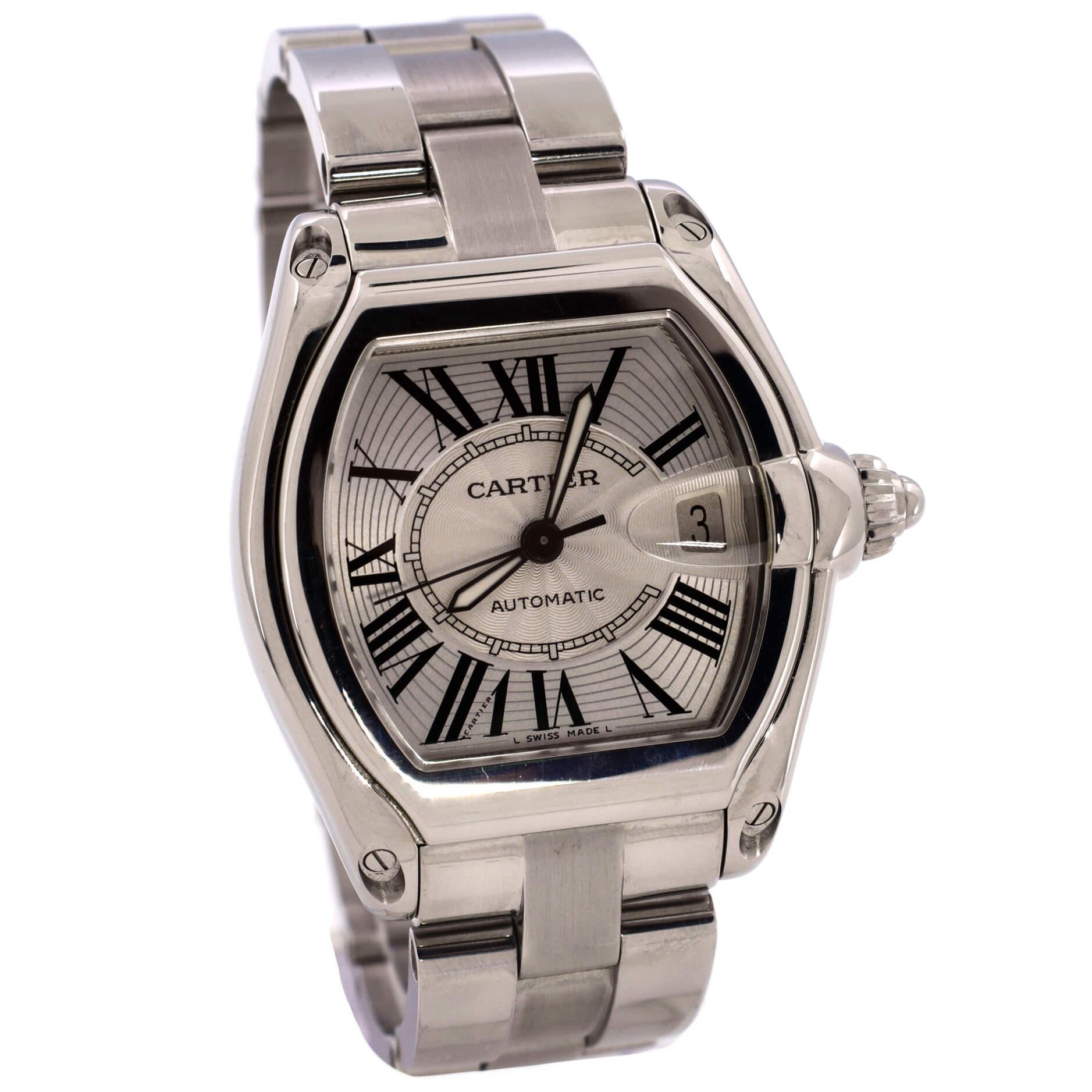 Cartier Roadster Automatic Watch Stainless Steel 39 In Good Condition In New York, NY