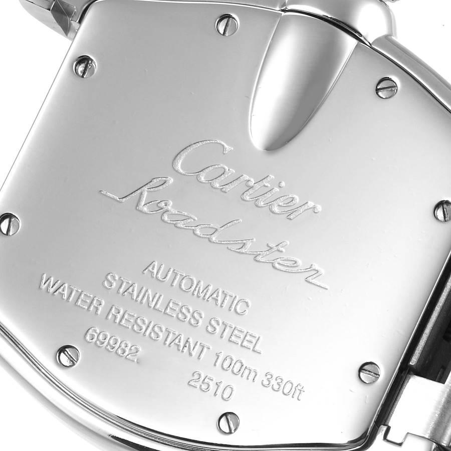 Cartier Roadster Black Arabic Dial Steel Mens Watch W62004V3 In Excellent Condition In Atlanta, GA