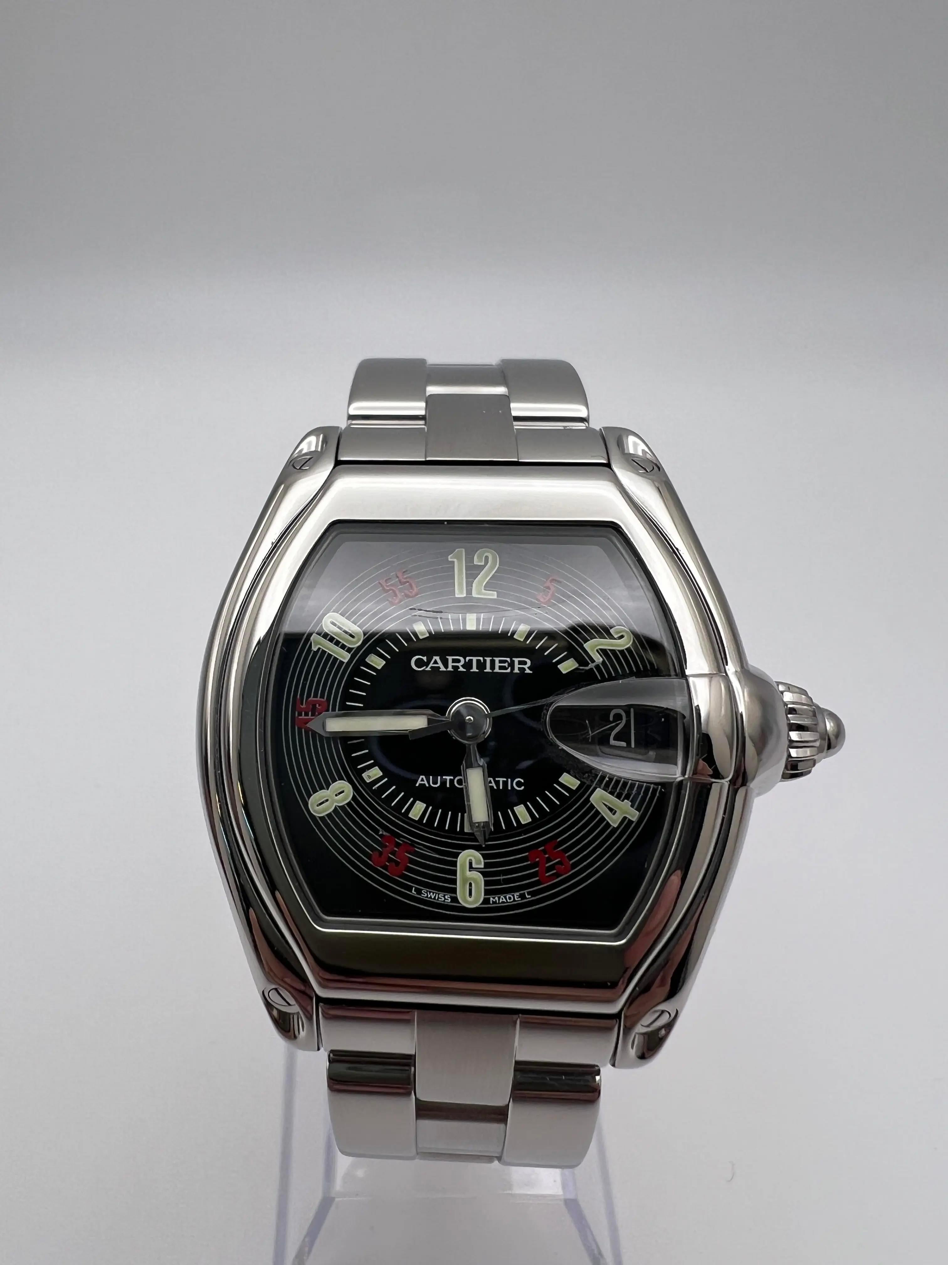 Cartier Roadster Schwarz Vegas Zifferblatt 38mm Box Papiere W62002V3 für Damen oder Herren im Angebot