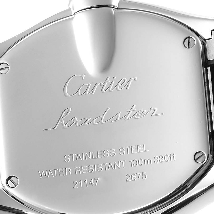 Cartier Roadster Blue Dial Blue Strap Steel Ladies Watch W62053V3 In Excellent Condition In Atlanta, GA