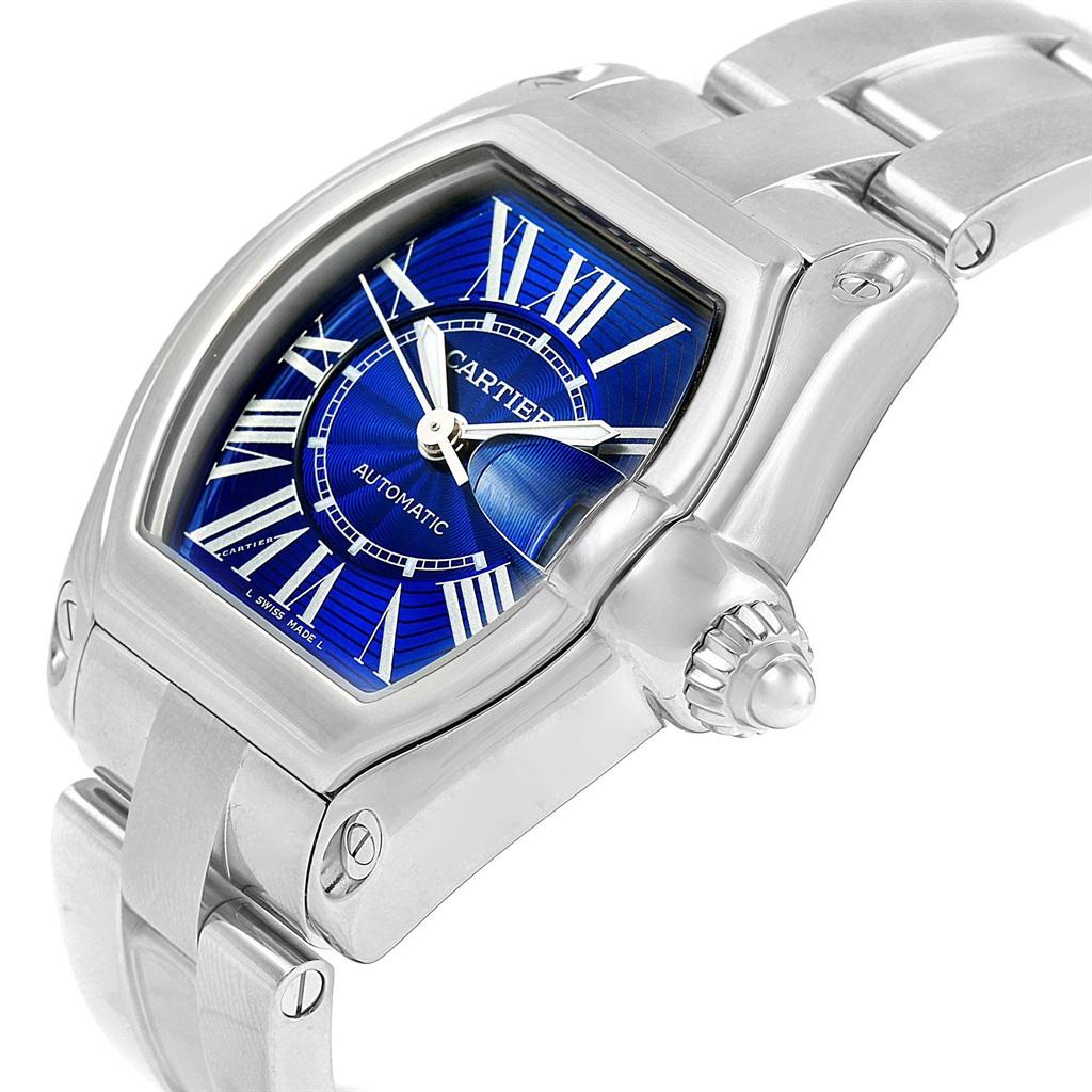 Cartier Roadster Blue Dial Steel Men’s Watch W62048V3 Box Papers For Sale 3