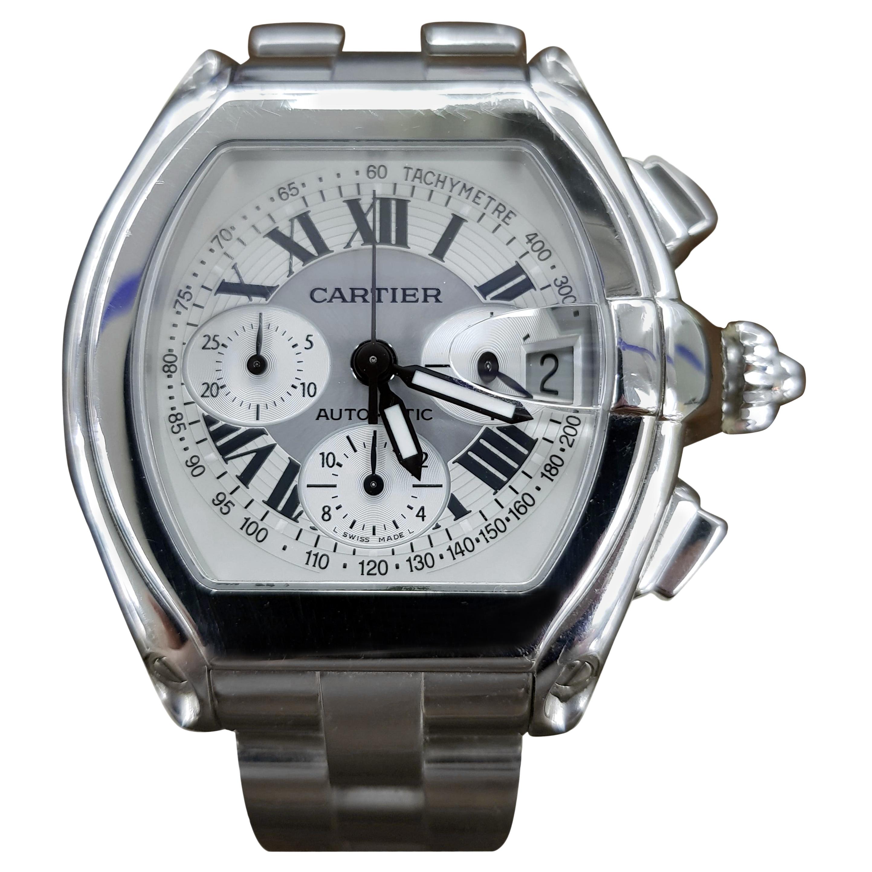 Cartier Roadster Chrono, Stainless Steel For Sale