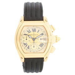 Vintage Cartier Roadster Chronograph 18k Yellow Gold Men's Watch 2619