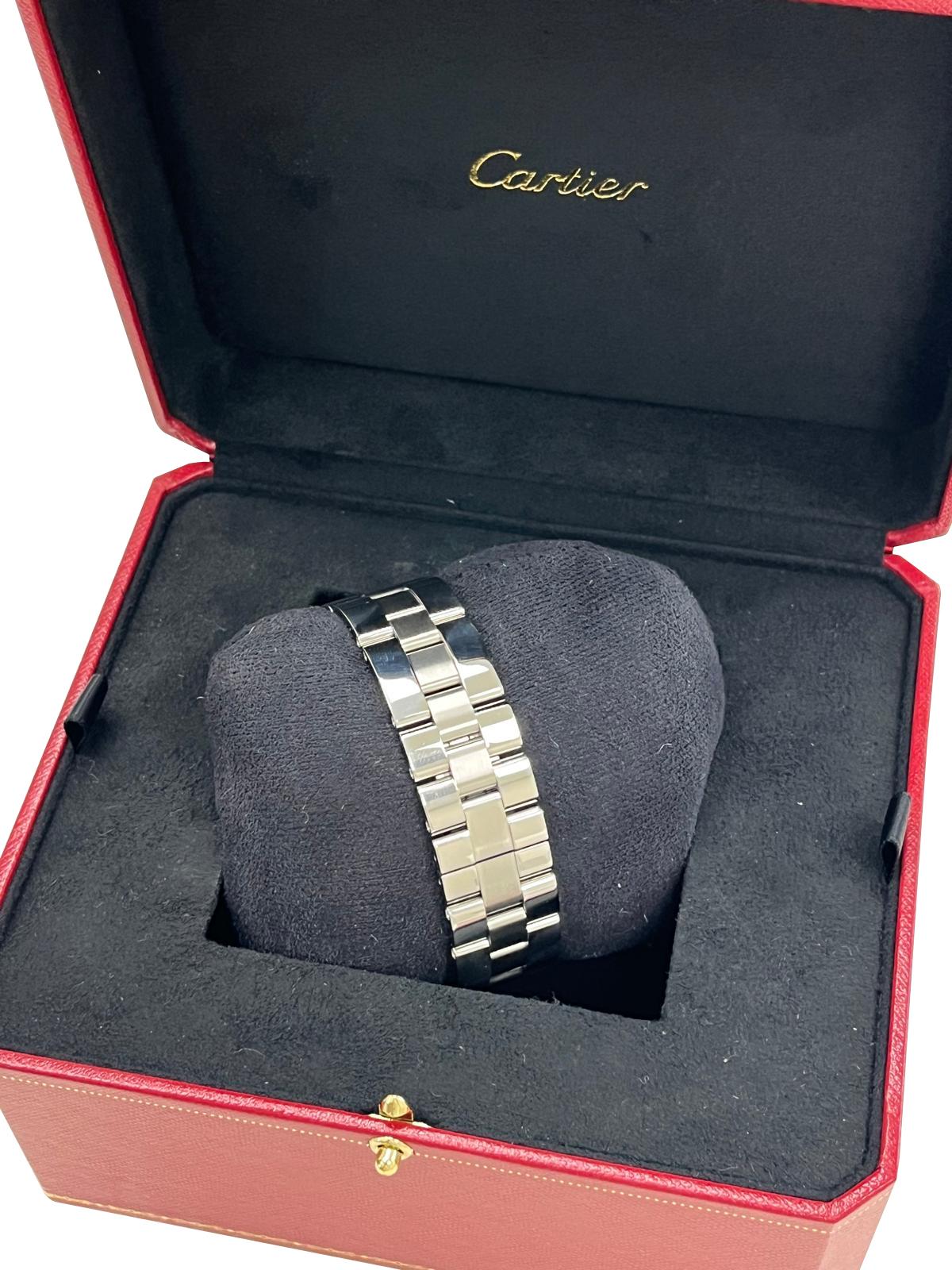 Women's or Men's Cartier Roadster Chronograph Black Dial Automatic Steel Men's Watch W62007X6