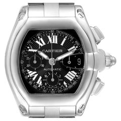 Cartier Roadster Chronograph Black Dial Mens Steel Watch W62007X6