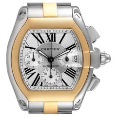 Cartier Roadster Chronograph Mens Steel Yellow Gold Watch W62027Z1