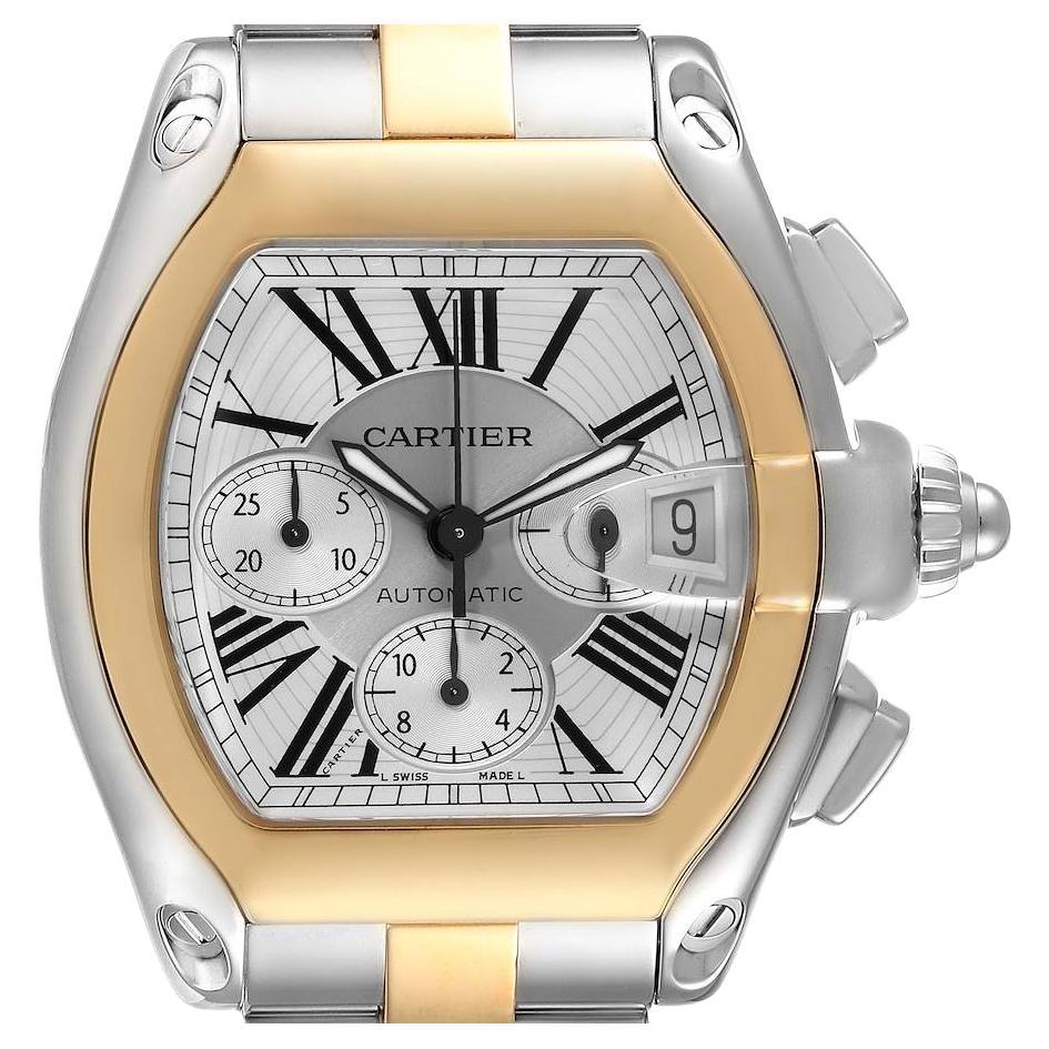 Cartier Roadster Chronograph Mens Steel Yellow Gold Watch W62027Z1