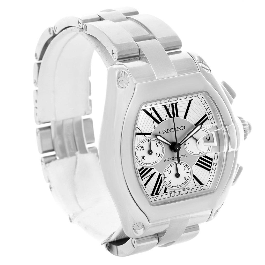 Cartier Roadster Chronograph Silver Dial Automatic Men's Watch W62019X6 For Sale at 1stDibs