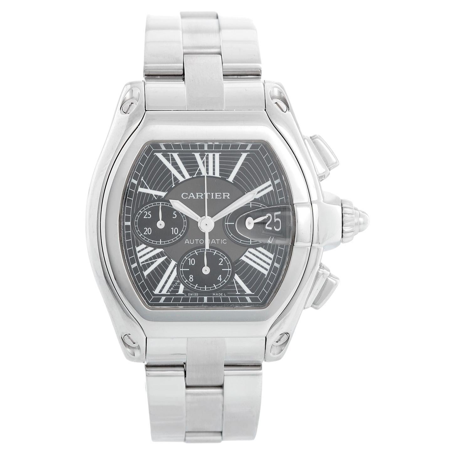 Cartier Roadster Chronograph Stainless Steel Men's Watch W62020X6 2618 For Sale