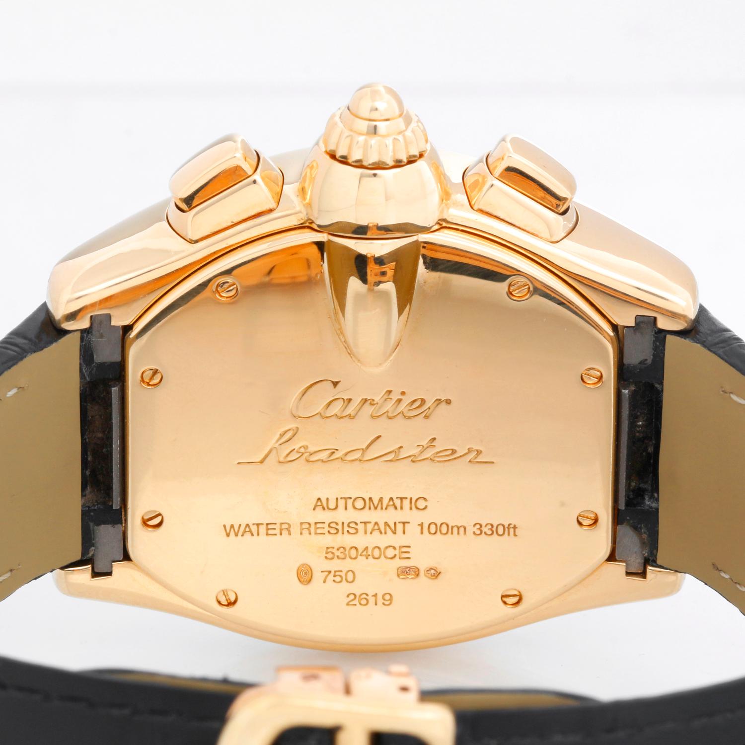 Cartier Roadster Chronograph XL 18k Yellow Gold Men's Watch 2619 In Excellent Condition In Dallas, TX