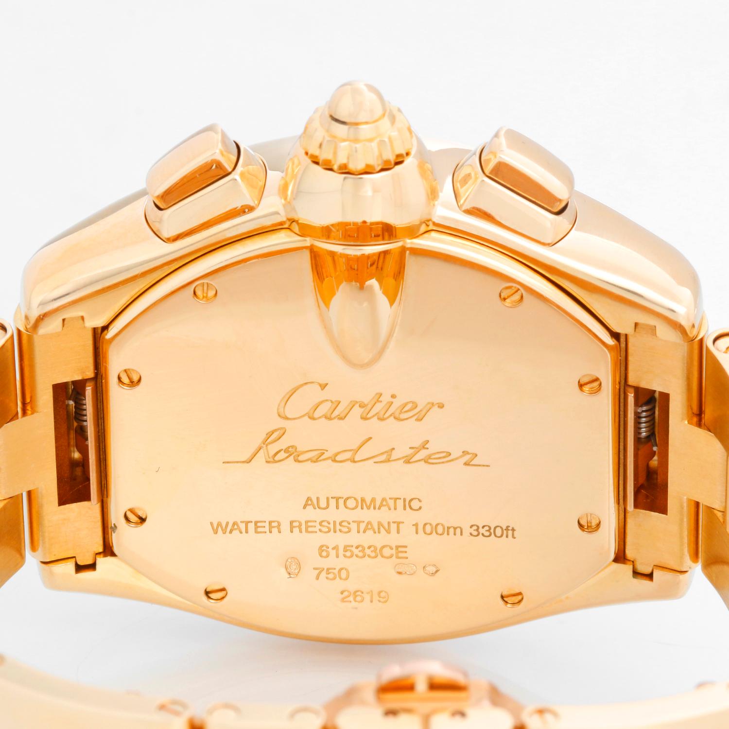 Cartier Roadster Chronograph XL 18k Yellow Gold Men's Watch 2619 In Excellent Condition In Dallas, TX