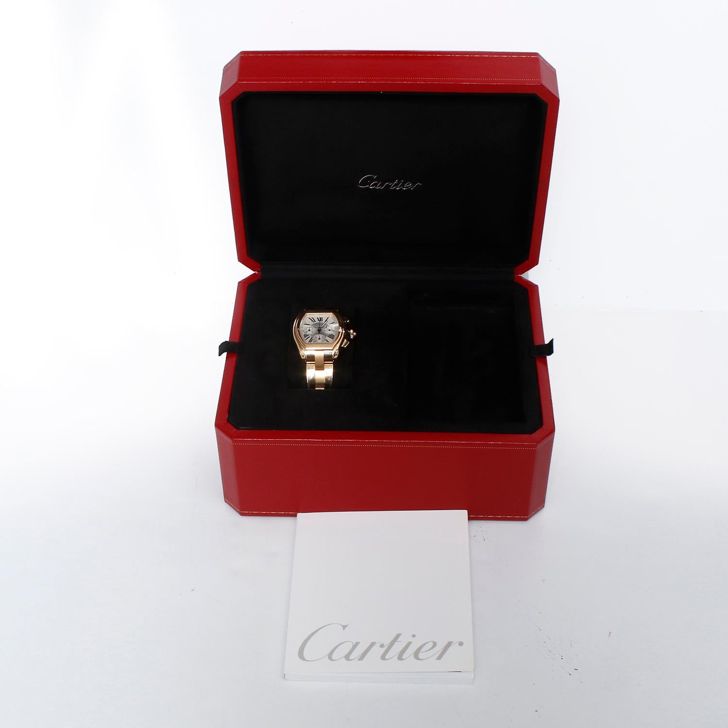 Cartier Roadster Chronograph XL 18k Yellow Gold Men's Watch 2619 W62021Y2 In Excellent Condition In Dallas, TX