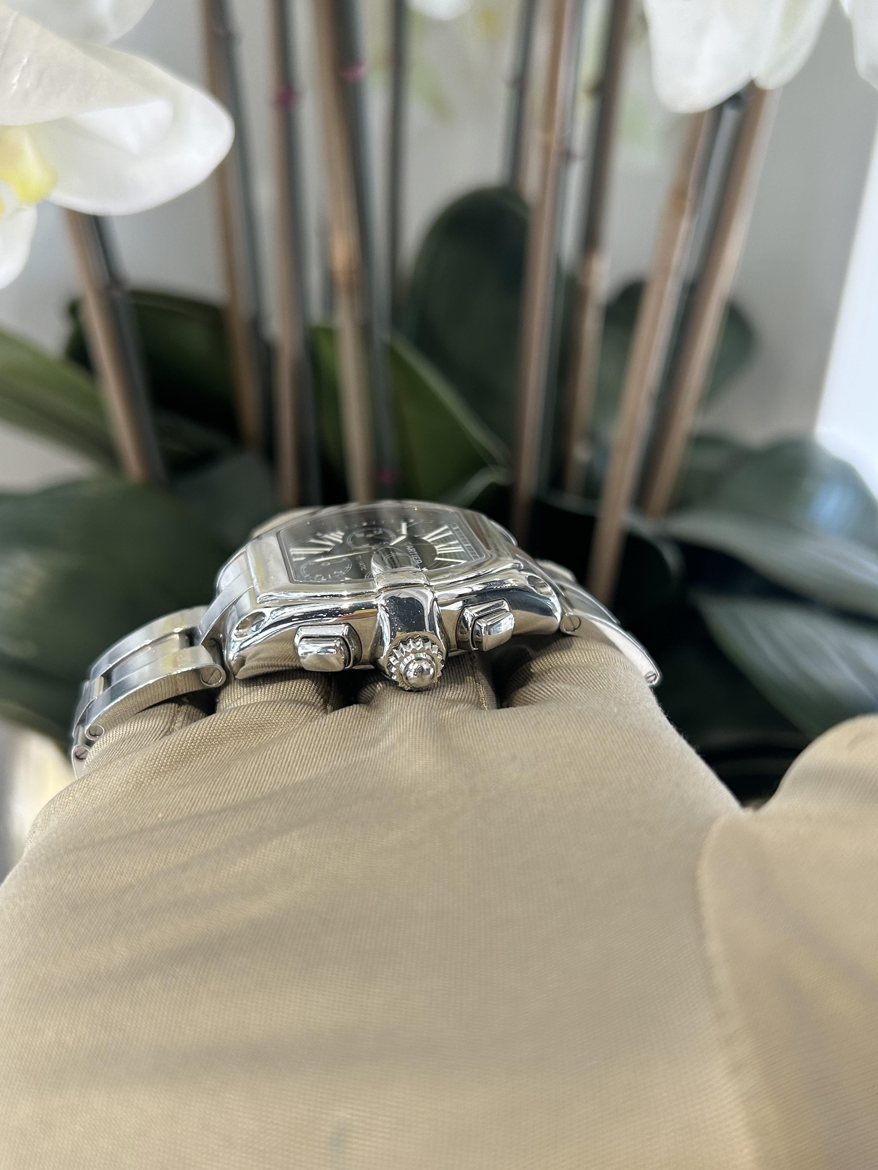 Cartier Roadster Chronograph XL Quadrante nero 43 mm Ref. W62020X6 in vendita 6
