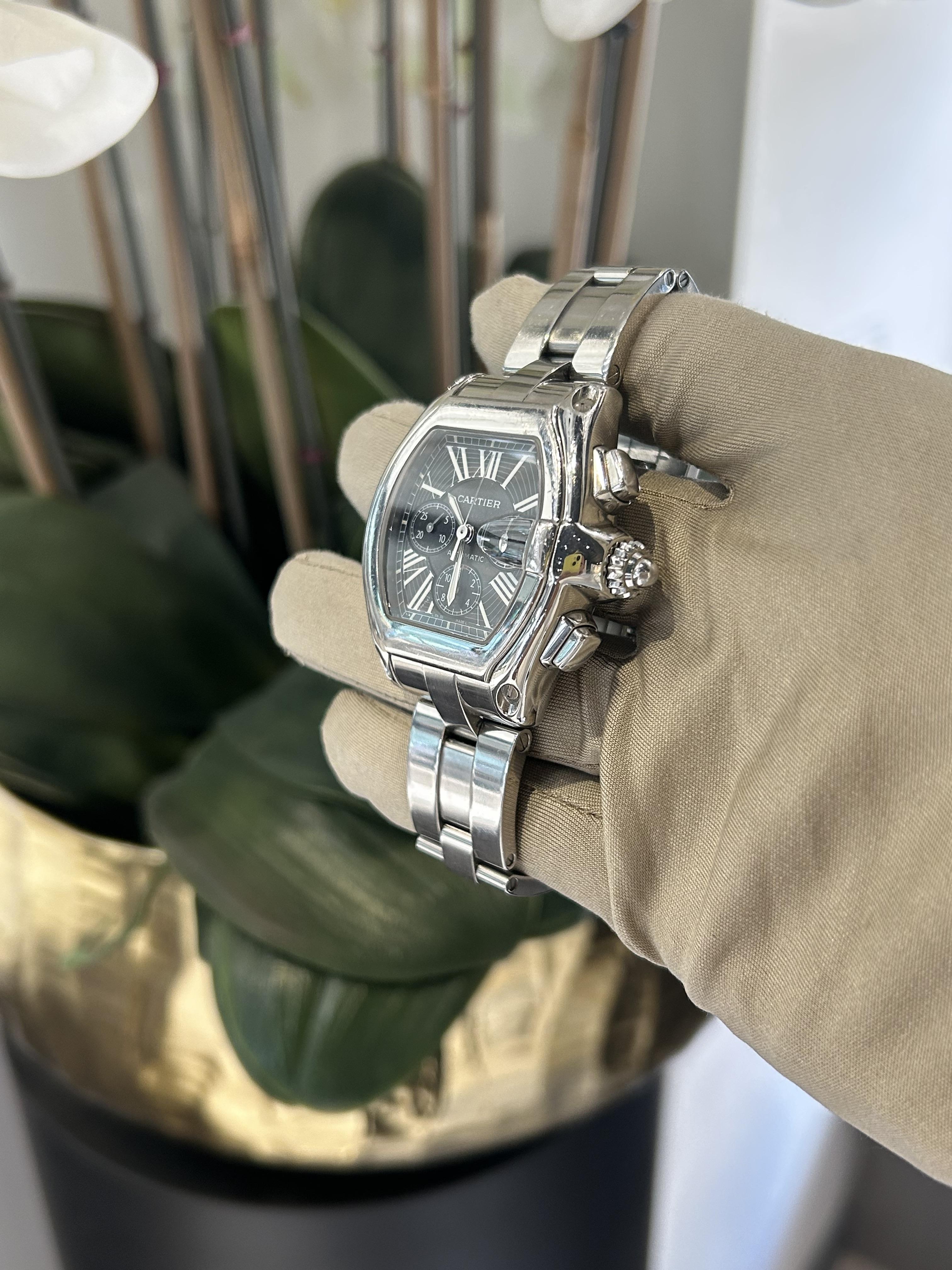 Cartier Roadster Chronograph XL Quadrante nero 43 mm Ref. W62020X6 in vendita 3