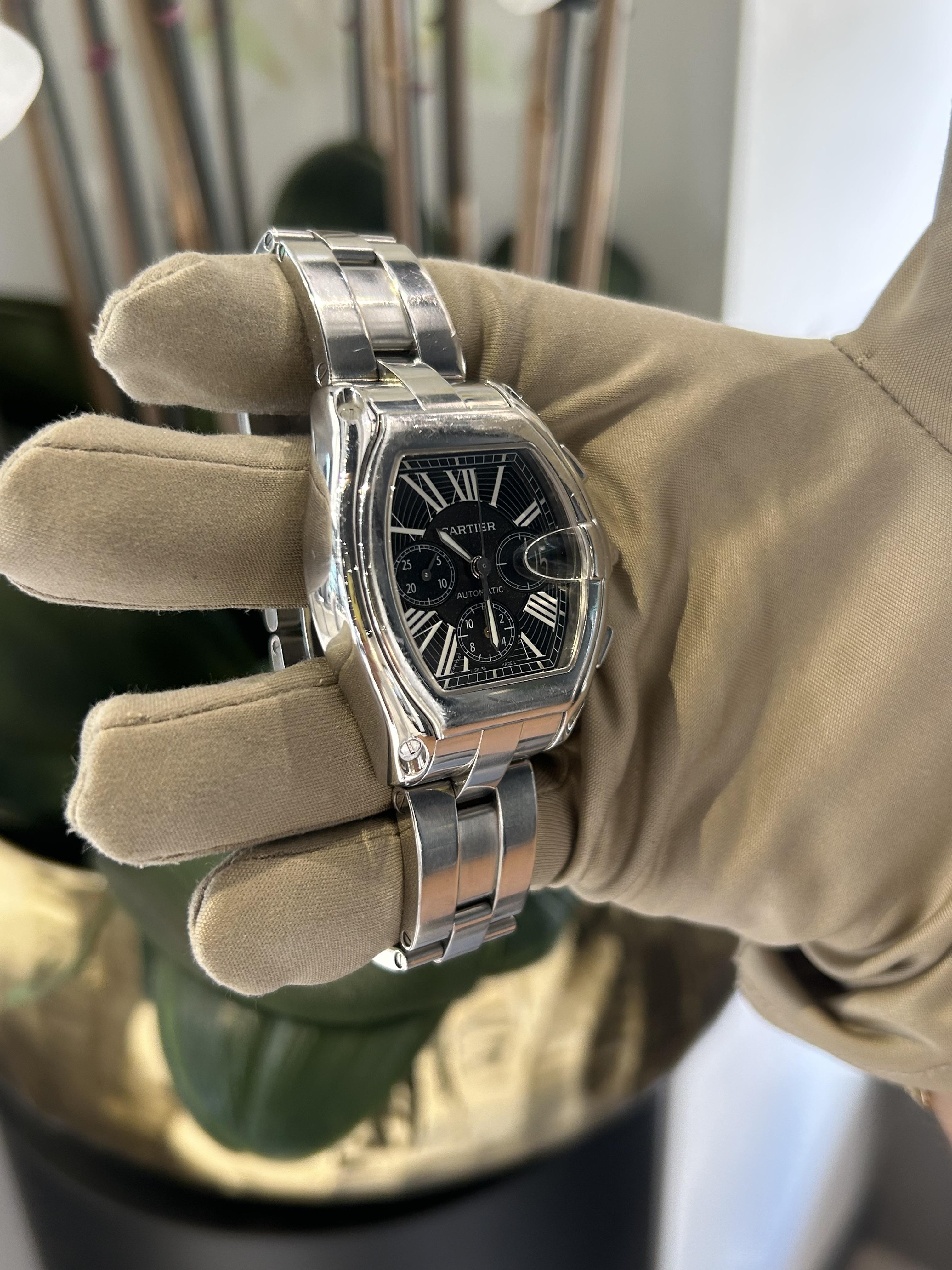 Cartier Roadster Chronograph XL Quadrante nero 43 mm Ref. W62020X6 in vendita 4