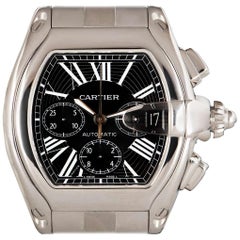 Cartier Roadster Chronograph XL Steel Black Dial W62019X6 Automatic Wristwatch
