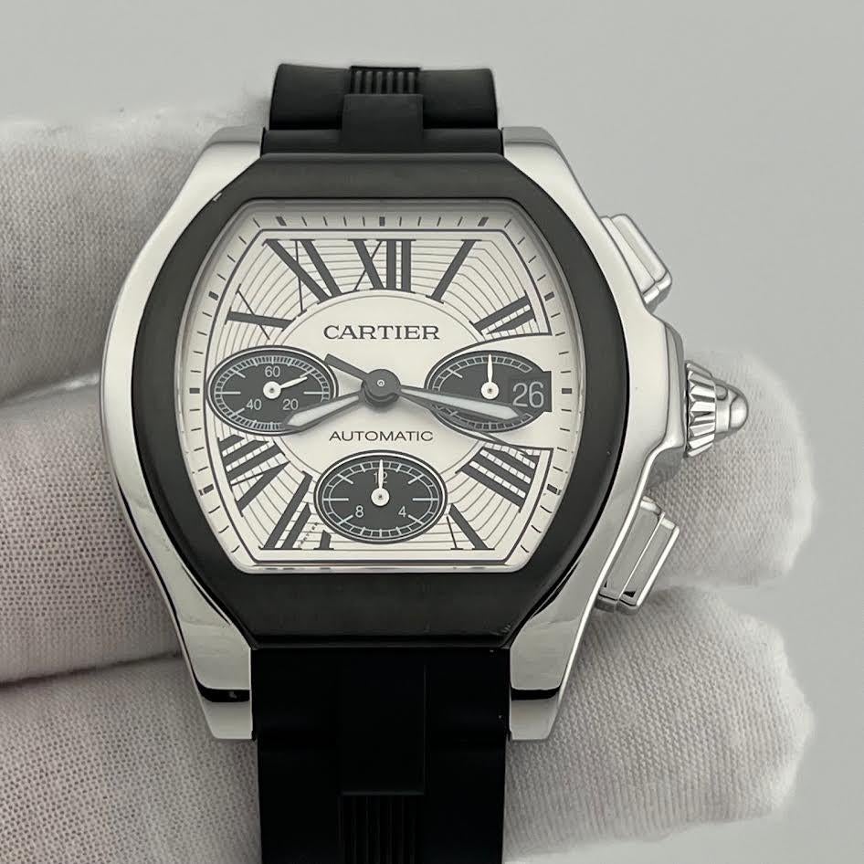 Cartier Roadster Cronógrafo XL W6206020 44mm Ref 3405 Acero inoxidable en Bueno estado para la venta en San Diego, CA
