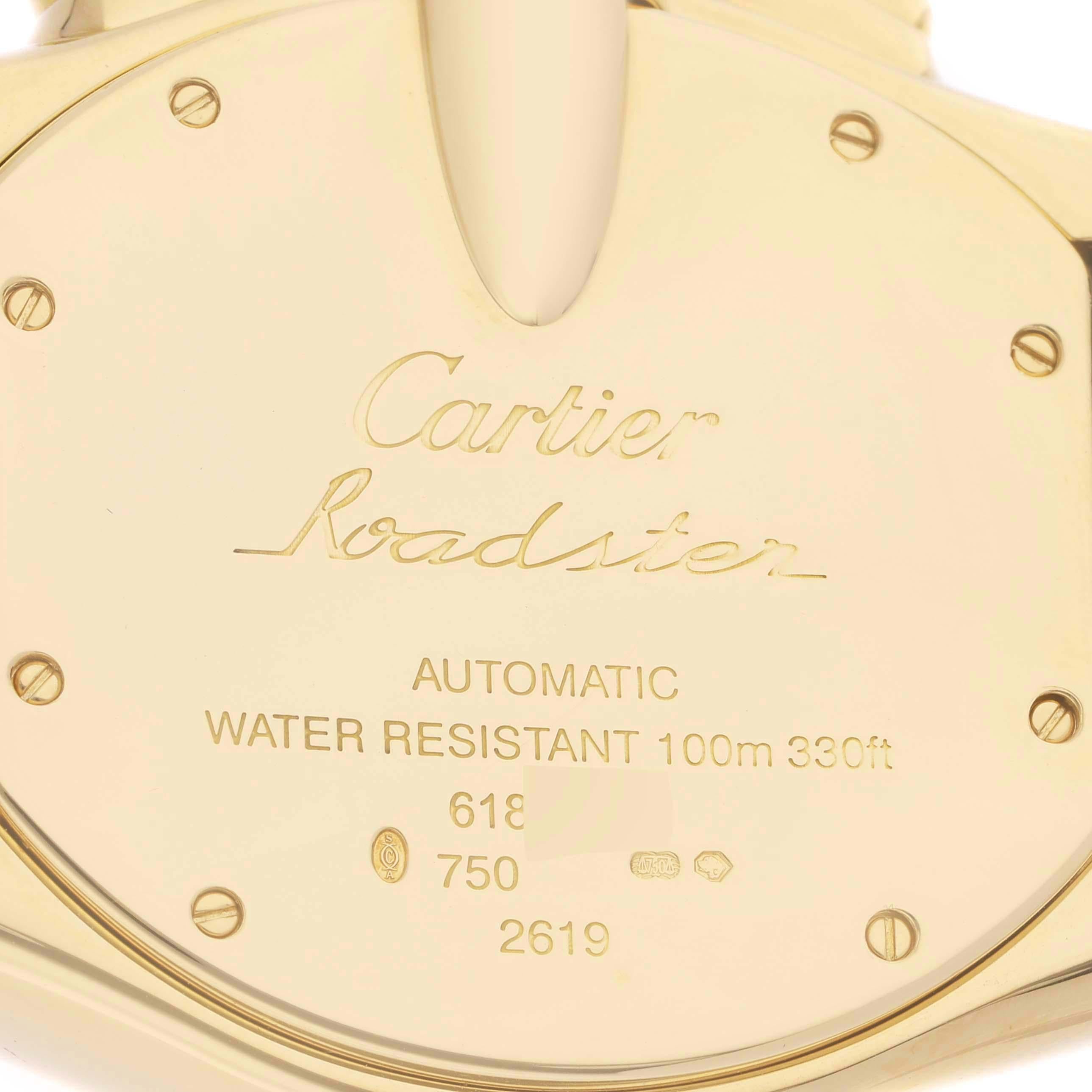 Cartier Montre pour homme Roadster Chronographe à bracelet en or jaune et noir W62021Y3 Pour hommes en vente