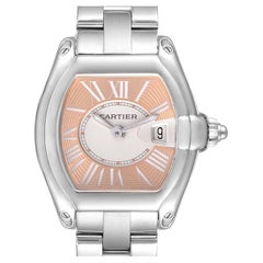 Cartier Roadster Coral Dial LE Steel Ladies Watch W62054V3 Box Papers