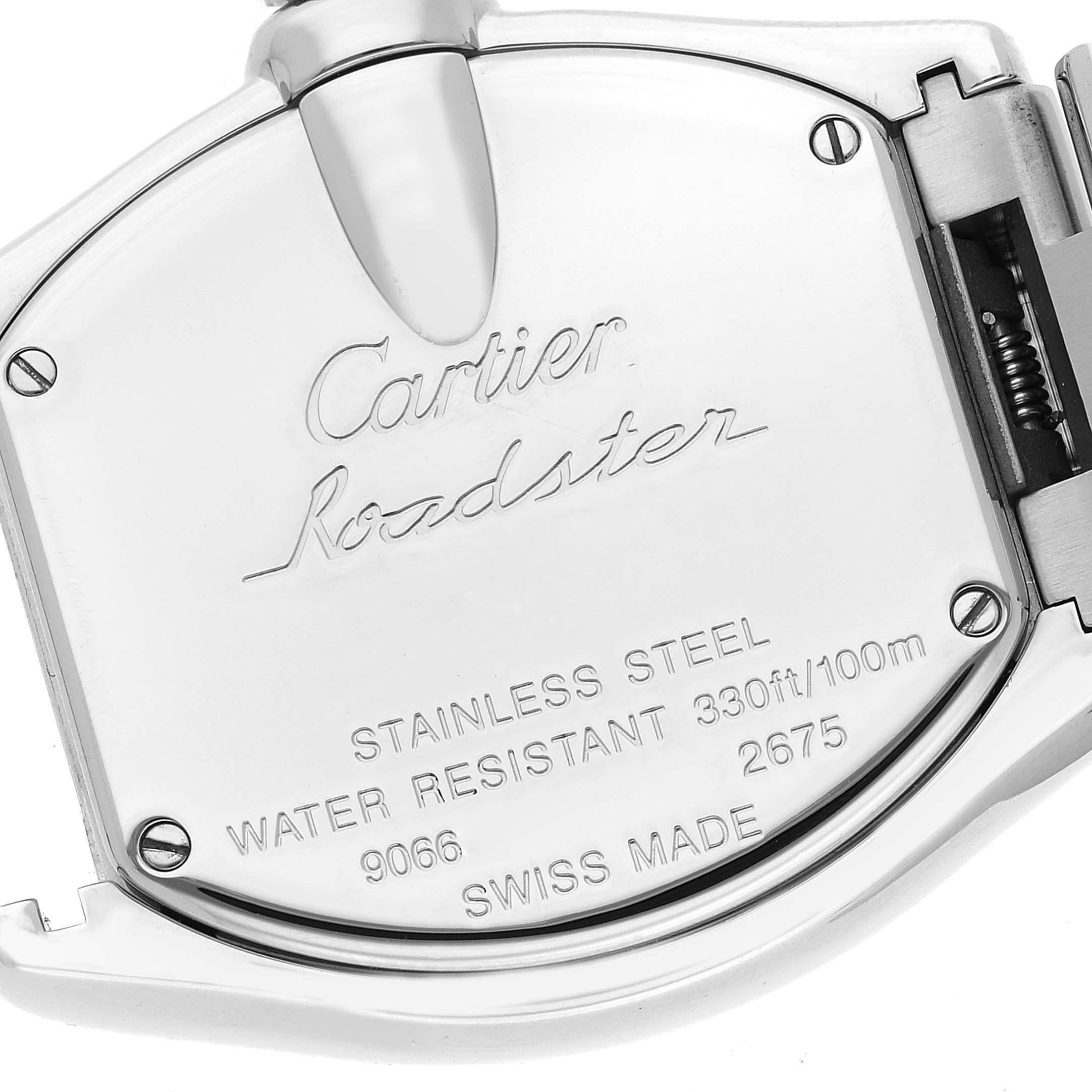 Cartier Roadster Coral Dial Limited Edition Steel Ladies Watch W62054V3 In Excellent Condition For Sale In Atlanta, GA