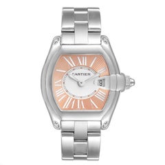 Cartier Roadster Coral Dial Limited Edition Steel Watch W62054V3 Box Papers