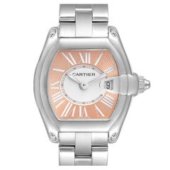 Cartier Roadster Coral Dial Limited Edition Steel Watch W62054V3 Box Papers