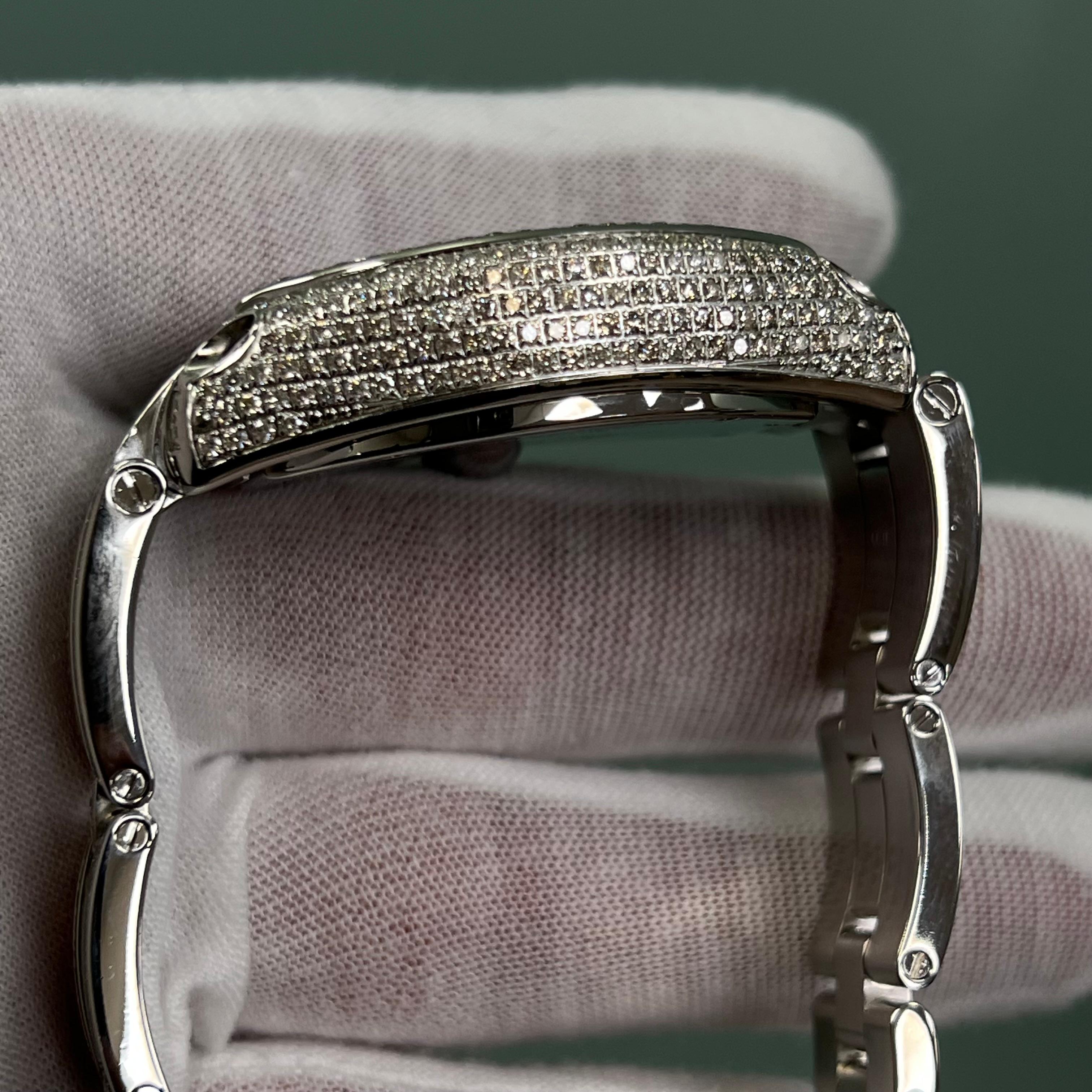 Cartier Roadster Diamond Bezel Band Ref 2618 Chronograph XL Stainless Box For Sale 7