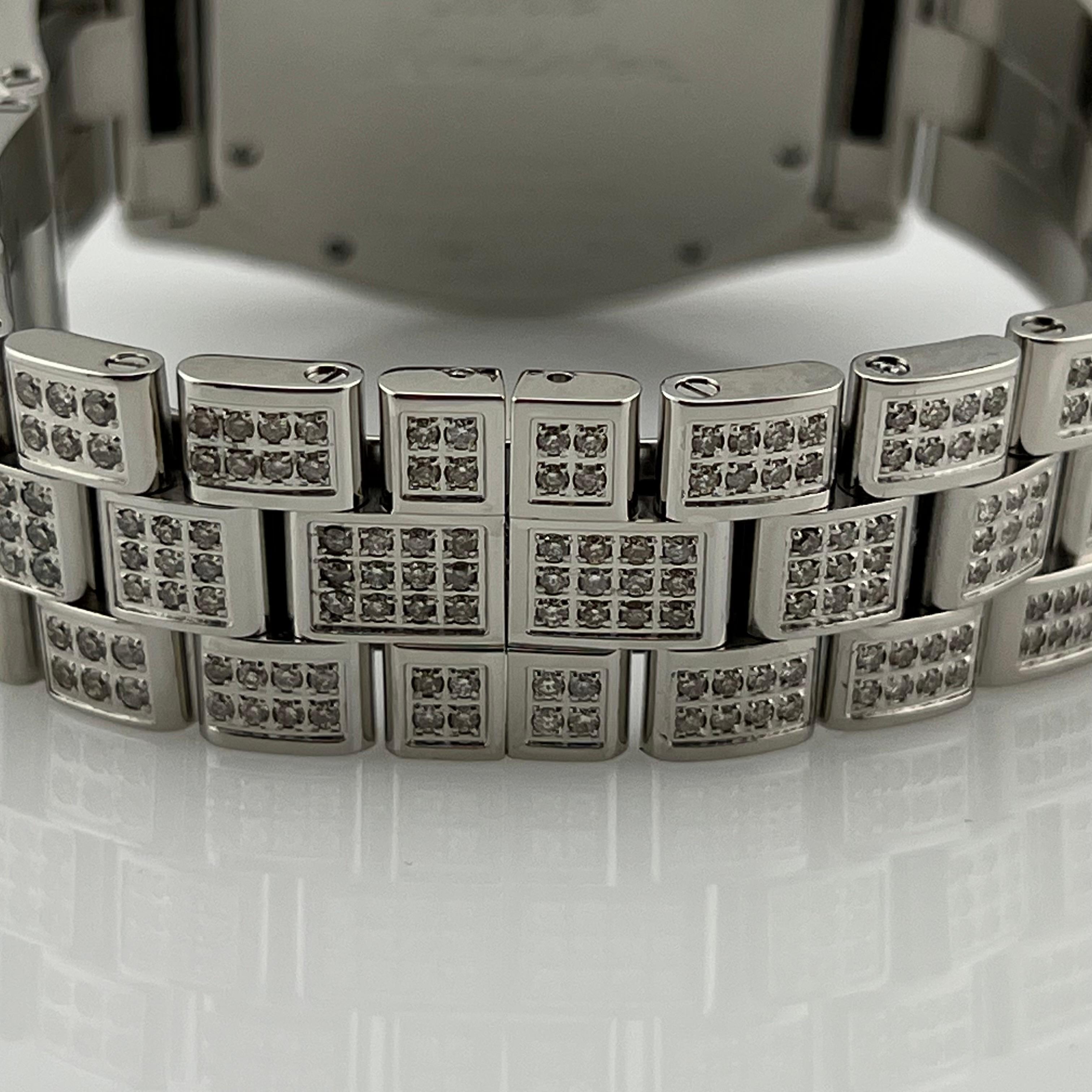 Cartier Roadster Diamond Bezel Band Ref 2618 Chronograph XL Stainless Box For Sale 3