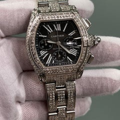 Cartier Roadster Diamond Bezel Band Ref 2618 Chronograph XL Stainless Box