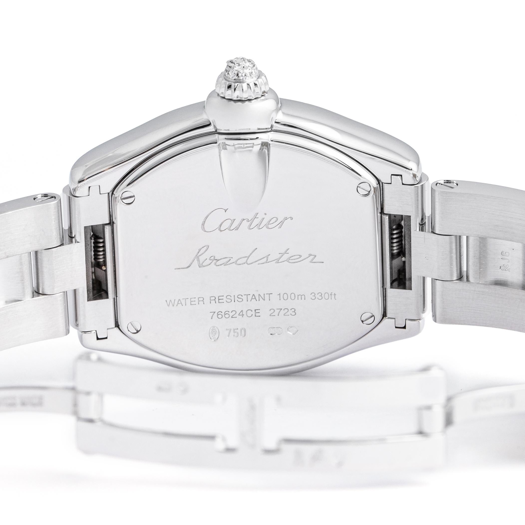 Cartier Roadster Diamond White Gold 18K Wristwatch For Sale 2