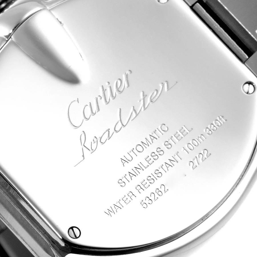 Cartier Roadster GMT Silver Dial Stainless Steel Mens Watch W62032X6 In Excellent Condition In Atlanta, GA