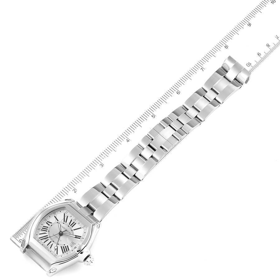 Cartier Roadster GMT Silver Dial Stainless Steel Mens Watch W62032X6 1