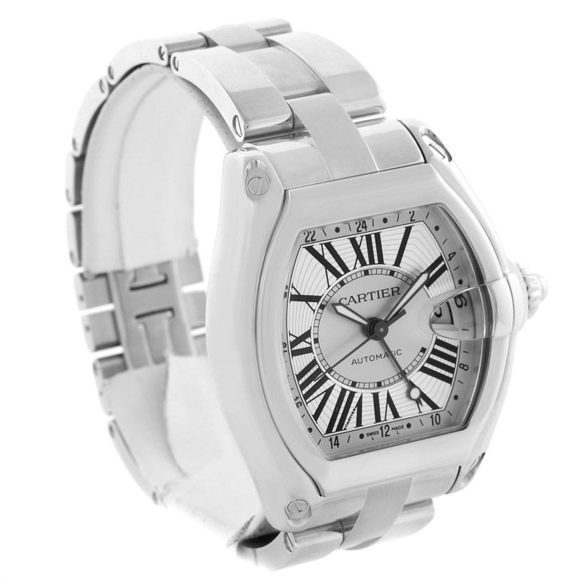Cartier Roadster GMT Silver Dial Stainless Steel Men's Watch W62032X6 For Sale 6