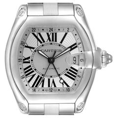 Cartier Roadster GMT Silver Dial Stainless Steel Mens Watch W62032X6