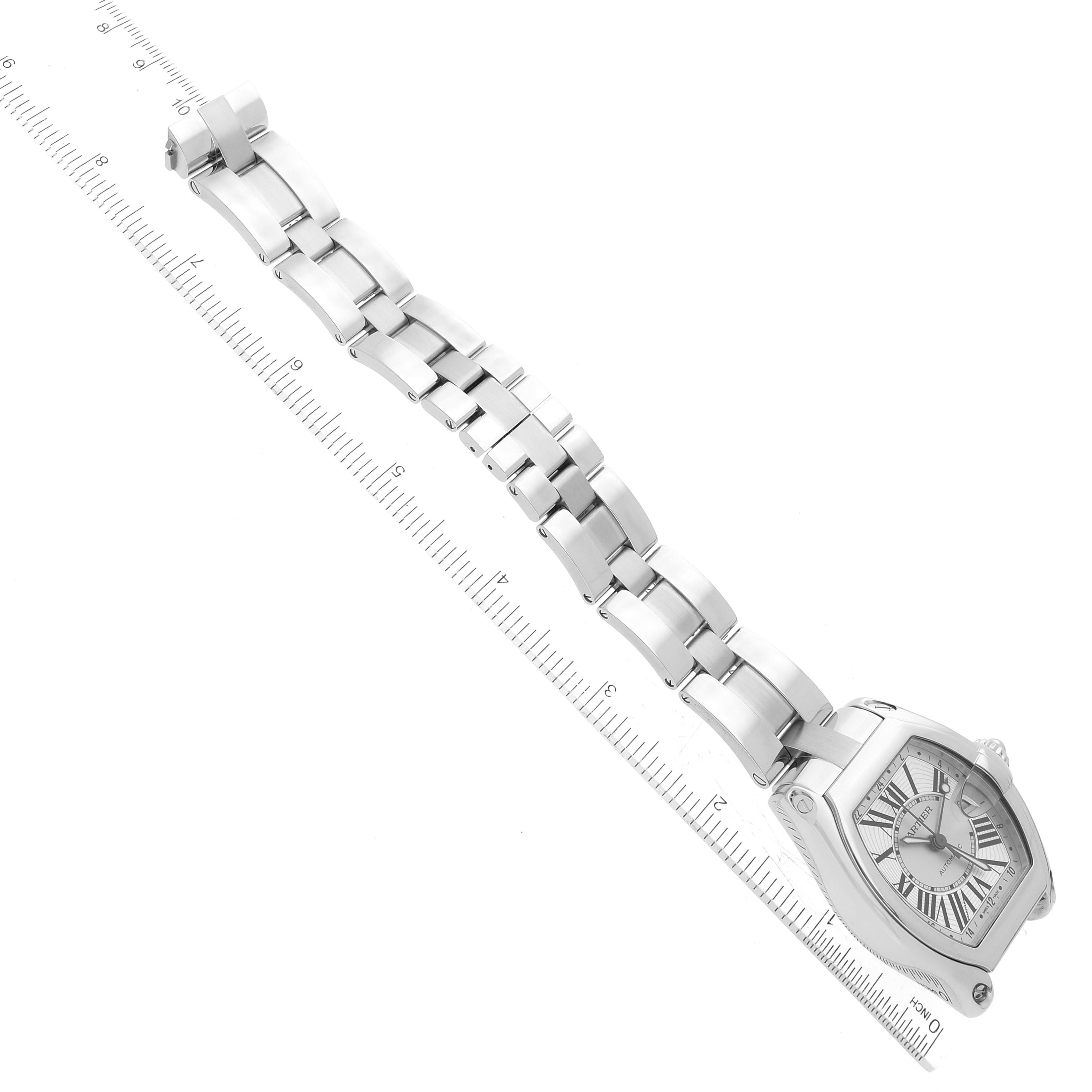 Cartier Roadster GMT Silver Dial Steel Mens Watch W62032X6 3