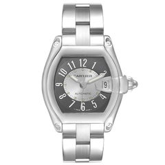 Cartier Roadster Gray Silver Tuxedo Dial Steel Mens Watch W62001V3 Box Papers