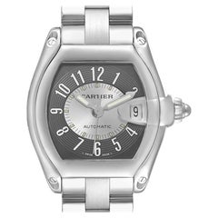 Cartier Roadster Gray Silver Tuxedo Dial Steel Mens Watch W62001V3 Box Papers